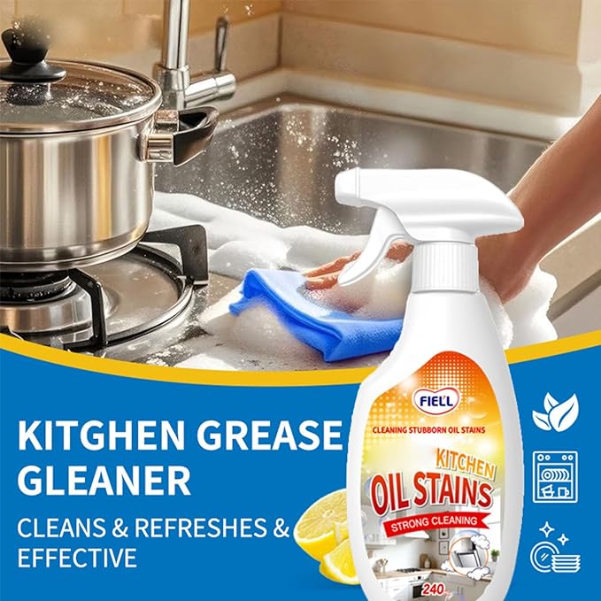 FIELL Heavy-Duty Kitchen Degreaser Foam Cleaner 8.46 fl.oz Clean Kitchens Up Kitchen Oil Cleaner Multipurpose Oil Stain Remover Spray Multi functiona Foam Cleaner Spray (2PCS)