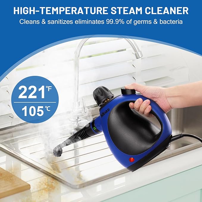 KLONA Steam Cleaner Multi-Purpose Handheld with 10 Accessories for Removing Steam Cleaner for All Dirt Upholstery Furniture Sofa Tiles FloorCar Window BathroomUpholstery.