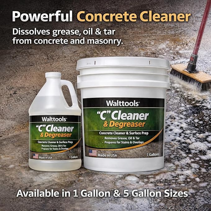 “C” Cleaner &amp Degreaser – Citrus-based concrete cleaner that removes grease oil tar &amp rubber marks. Eco-friendly non-toxic degreaser for floors and overlays.