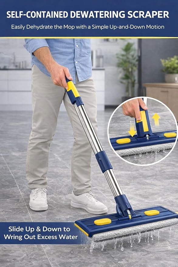 Microfiber Flat Mop for Floor Cleaning Reusable Wet &amp Dry Floor Mop with Adjustable Handle Dust Mop for Hardwood Tile &amp Vinyl Floors (2)