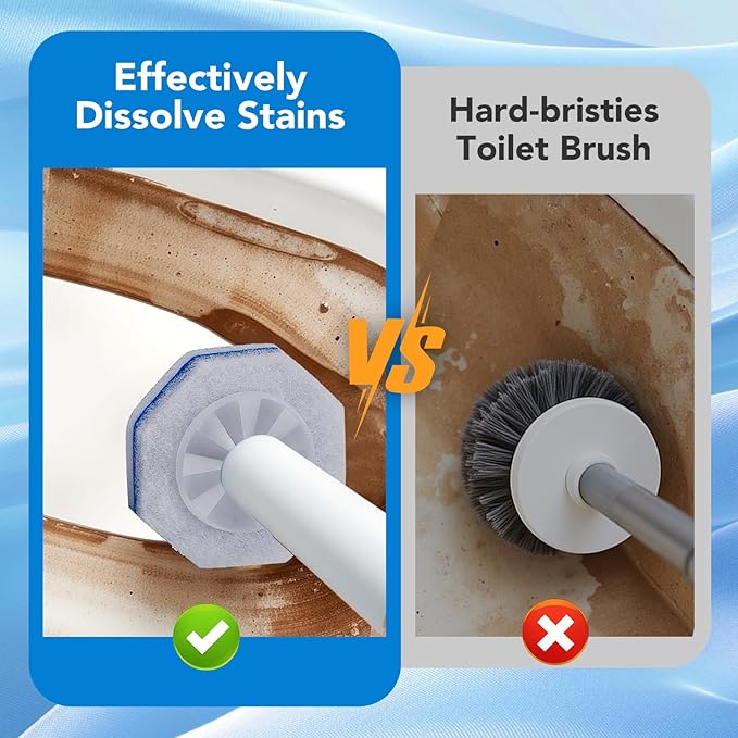 50 Count Toilet Wand Refills for Clorox Upgrade Scrubbing Fiber Cotton Brush Heads Compatible with Clorox Toilet Wand for Bathroom Efficient Cleaning
