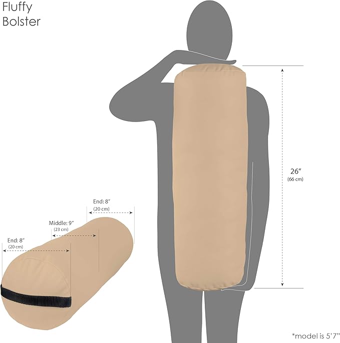EARTHLITE Bolster Pillow Fluffy – Durable Massage Bolster 100% PU Upholstery incl. Strap Handle/Professional Quality for Massage Tables/Back Pain Relief
