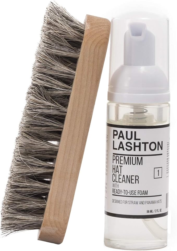CLEANER SET Hat care Premium Foam Cleaning Horsehair Cleaner Brush Safe on All Materials Designed for Cotton Wool Felt Straw Panama Montecristi Baseball Caps &amp More Refreshing Fragrance