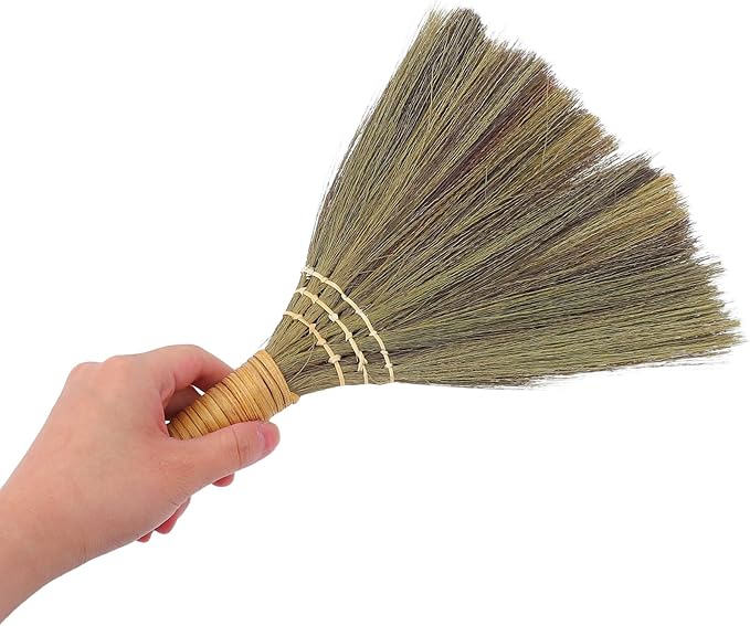 Generic 2pcs Handmade Soft Bristle Straw Broom Set with Detachable Handle for Living Room Cleaning for Dust Removal Delicate Surfaces