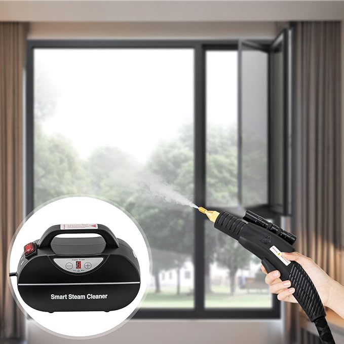 Handheld Steam Cleaner 1800W Car Steam Cleaners for Home Use Wet and Dry Adjustable Portable Steam Cleaner for Cleaning with Torch High Pressure Steam Cleaner for Car Detailing (Black)