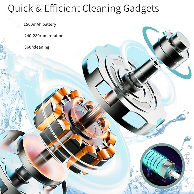 Powerful Electric Baby Bottle Brush Cleaner SetComplete with Silicone Bottle/Nipple/Gap/Straw BrushesPlus a Dispenser and Foldable Drying RackEffort Electric Cleaning BrushPortable Travel Set