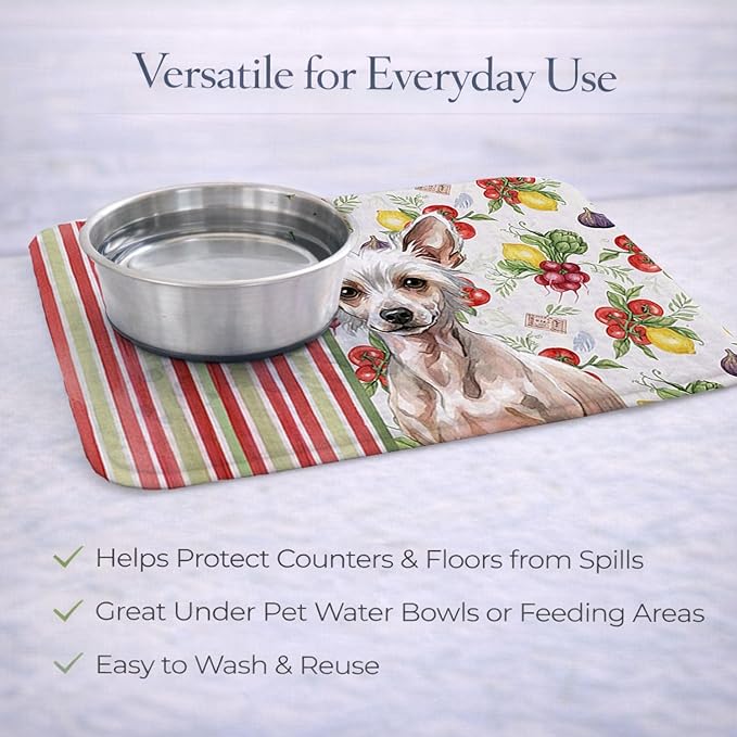 Caroline's Treasures Hairless Chinese Crested Vegetables Dish Drying Mat Absorbent Dish Drying Mat Pad for Kitchen Counter Dish Drainer Mat for Countertop 14 x 21 Multicolor