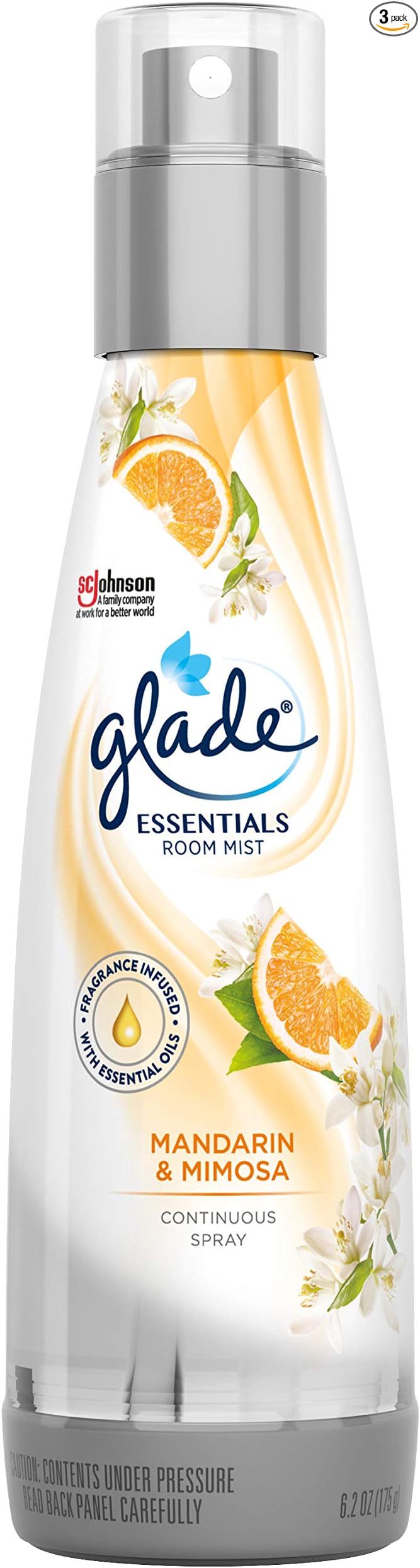 Glade Essentials Room Mist Mandarin &amp Mimosa Scent | Air Freshener - 6.2 Once (Pack of 3) (3)