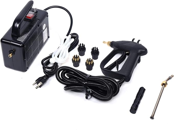 Steam Cleaner Handheld Pressurized Steam Cleaner Steamer Floor Carpet Steam Cleaning System 1600W 5 Bar with High Pressure Nozzle for Home Car Auto Patio Use (110V 1600W 5Bar Black)