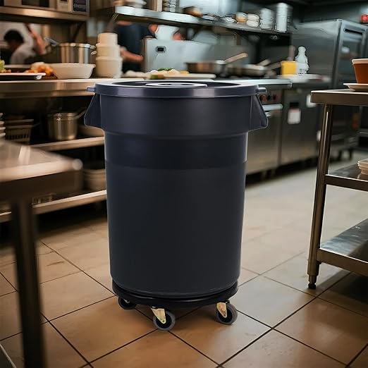 32 Gallon Outdoor Trash Can with Lid and Wheel Rolling Trash Can with Removable Wheels Commercial Trash Cans Outdoor Garbage Can for Kitchen Garage Backyard and Patio（2 Pack）