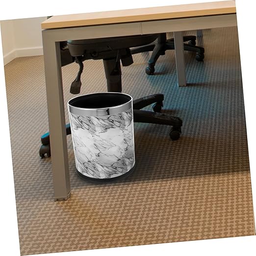 VOSAREA Marble Pattern Trash Bin Waste Basket for Bathroom Bedroom Office Kitchen Easy to Clean Stylish Design for Spaces