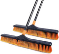 24”Push Broom Brush for Floor Cleaning with 65” Long Handle and Stiff Bristles Heavy Duty Brush for Shop Deck Garage ConcreteIndoor and Outdoor Broom 2 SetOrange