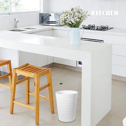 UUJOLY Small Trash Can Wastebasket Garbage Can Container Bins for Bathrooms Laundry Room Kitchens Offices Kids Rooms Dorms (White)