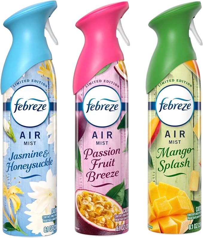 Febreeze Air Freshner Spray Limited Edition Fruit Scented Refills Spring &amp Summer Scents 3 pack (Limited Edition Fruit Spray 3 Pack)