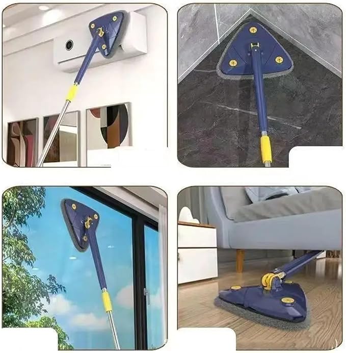 Triangle Mop Long Handle Wall Cleaner Mop Wet Dry Cleaning Supplies 360 Degree Rotatable Extendable Cleaning Tools for Floor