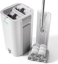 JOYMOOP 8L Large Capacity Flat Mop System with Extension Handle Ideal for Floor Window and Wall Cleaning - Includes 5 Washable Microfiber Pads for Wet and Dry Use