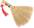 Toyvian Handmade Small Cleaning Broom with Red Handle Natural Corn Straw Handheld Brush for Home and Sofa Dusting Household Woven Sweeping Tool for Indoor Cleaning