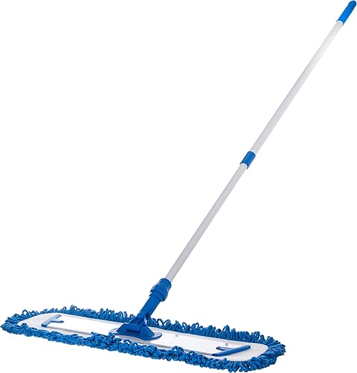 FLO-PAC Dry Mop Mop Pad Looped Fringe with Microfiber Center for Floor and Wall Cleaning 24 Inches Blue (Pack of 12)