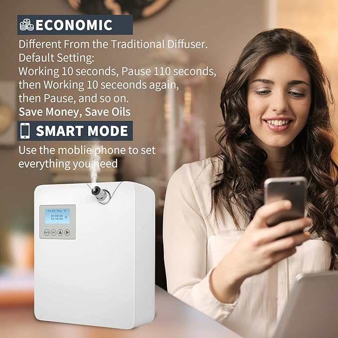 JCLOUD Smart Scent Air Machine with Cold-Air Tech for Home Hotel Scent Diffuser Waterless Essential Oil Diffuser 300ML HVAC Scent Diffuser for Essential Oils for Large Room Office Spa