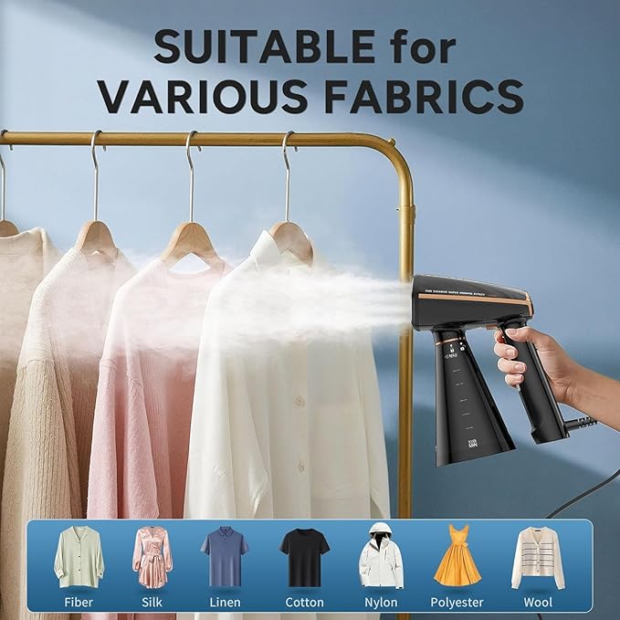 Steamer for Clothes 1200W Portable Handheld Garment Steamer&ampIron 2-in-1 with Fast Heat-up Auto-Off 350ml Water Tank Powerful Foldable Handle Clothes Steamer Compact Size for Travel Home