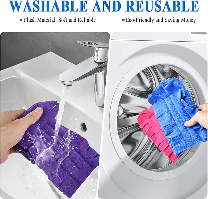 20Pcs Fleece Duster Refills Reusable Dusters Compatible with Swiffer with 3pcs Handles Washable Dusters Pads for Cleaning Ceiling Hardwoods Window Kitchen Floor 5 Colors