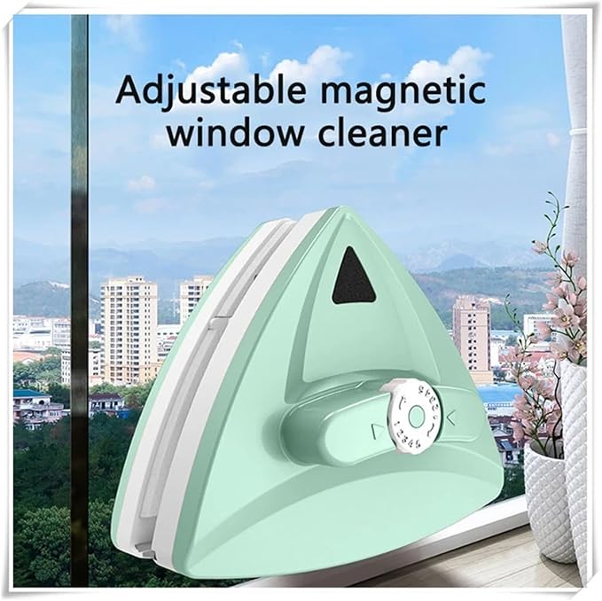 Adjustable Double Side Magnetic Glass Brush Cleaner For Window Wiper Cleaning Tool Household Shape(5-35mm Green)