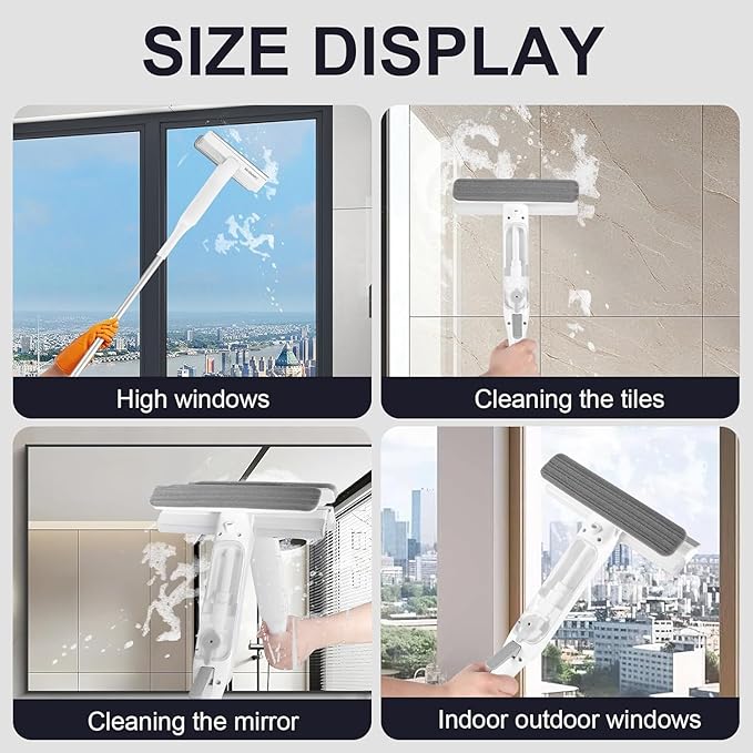 Squeegee Window Cleaner 2 in 1 Window Cleaning Tool Kit with Sewage Recycling Function Window Washing Equipment for Indoor/Outdoor Window and Car Glass
