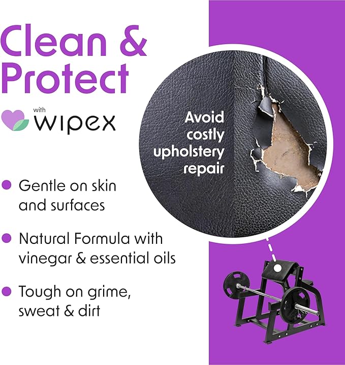 Wipex Gym Wipes for Equipment - Lavender Essential Oil Infused Cleaning Vinegar Solution - Natural Large 8x12 Wipes 700 Count (Pack of 4) Fresh Fitness Center Cleaner
