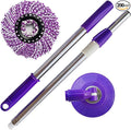 Spin Mop Replacement Handle 47.6-inch 360 Degrees Rotating Telescopic Replacement Mop Stick with Robust Reinforced Plastic Disc for Spin Mop Bucket Cleaning System (Plastic DiscPurple)
