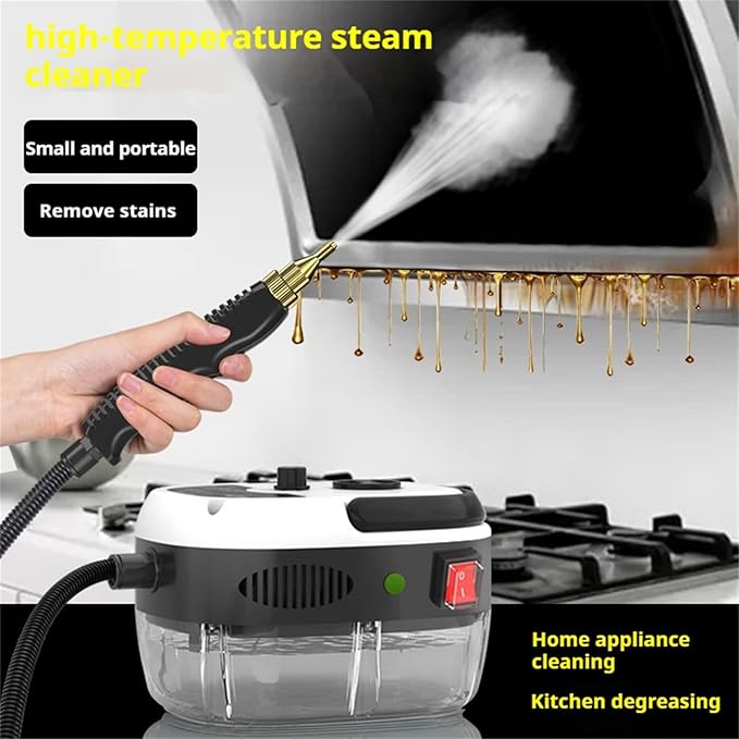 Eigoods 2500w Handheld High-Temperature Pressurized Cleaner 2500w Handheld High-Temperature Pressurized Steam Cleanerwith Brush Heads and 1000ml Tank for Home Car Kitchen (Black)
