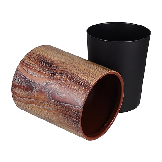 jojofuny Vintage Style Open Top Trash Can Imitation Wood Grain Round Wastebasket for Office Home Farmhouse Easy-Clean Garbage Bin