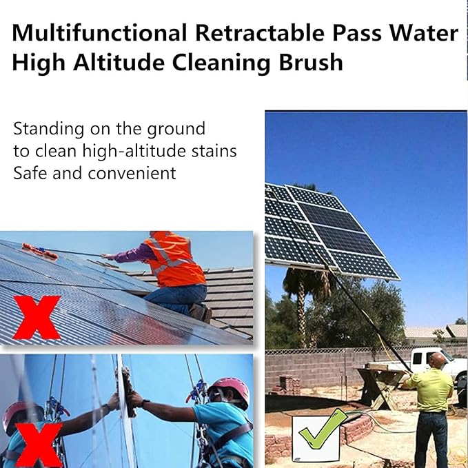 Water Fed Kit Solar Panel Cleaning Kit Window Cleaning System 20M Hose &amp Rotating BrushHead for CaravanSolar PanelDeckConservatory Roof36FT(10.8M)