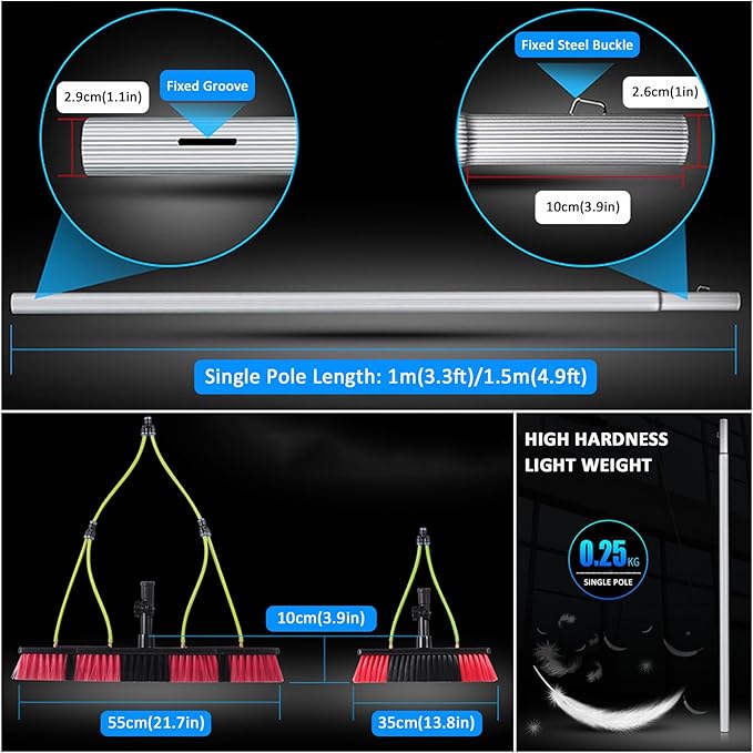 Glass Cleaning Brush Home Water Fed Telescopic Pole Kit Solar Panel Brush Rotating for Photovoltaic PanelSolar Panel Cleaning Brush with 5 12m Water Fed Pole Kit for Outdoor Window Cleaning