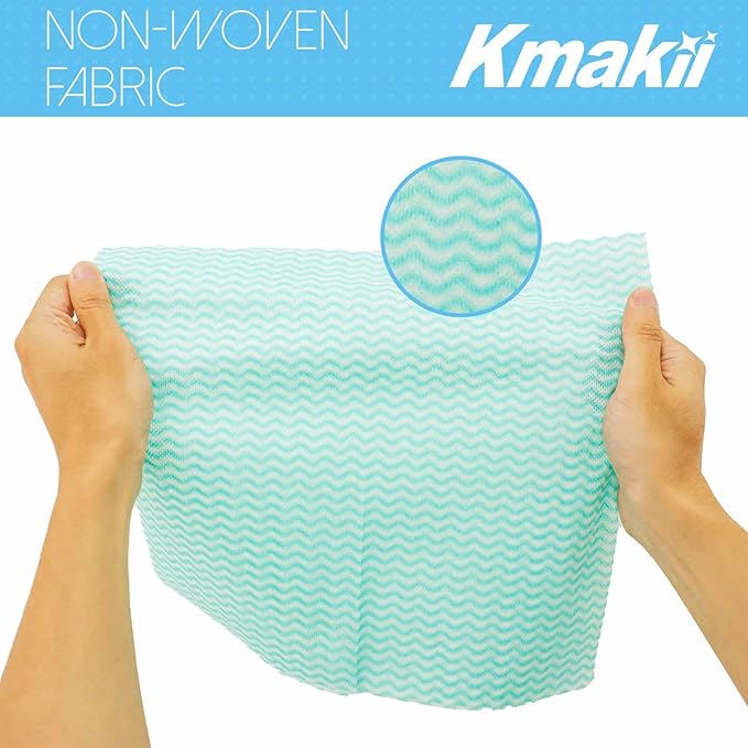 KMAKII Handi Wipe Reusable Cloths - Multi-Purpose Disposable Dish Cloths and Towels Ultra Absorbent Fast-Dry Durable Cleaning Wipes for Kitchen and Home Green 11.8 x 21 inches Pack of 80