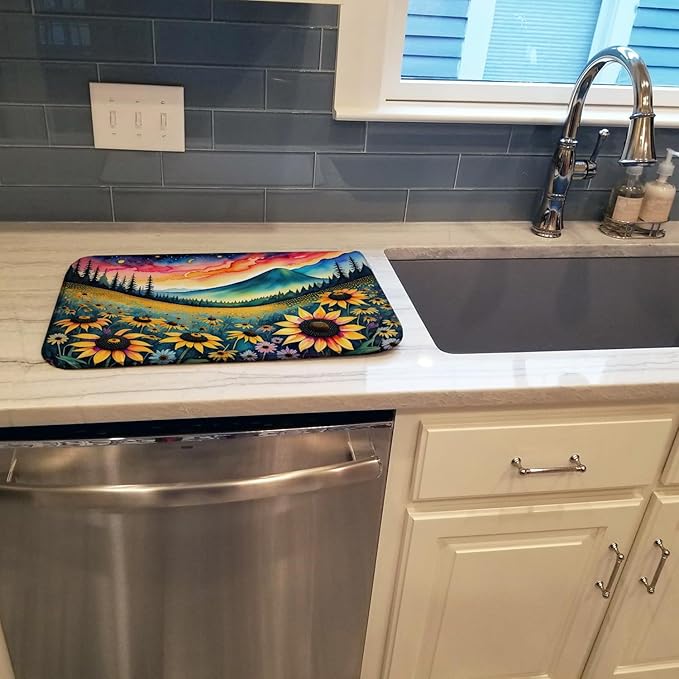 Caroline's Treasures DAC1411DDM Black-eyed Susans in Color Dish Drying Mat Absorbent Dish Drying Mat Pad for Kitchen Counter Dish Drainer Mat for Countertop 14 x 21 Multicolor