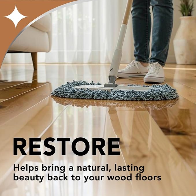Weiman Hardwood Floor Cleaner and Polish - Cleans Vinyl Tile Solid Laminate Natural Shine No Residue Removes Scratches Leaves Protective Layer 1 Gallon Mop Soap &amp 32 Oz Restorer