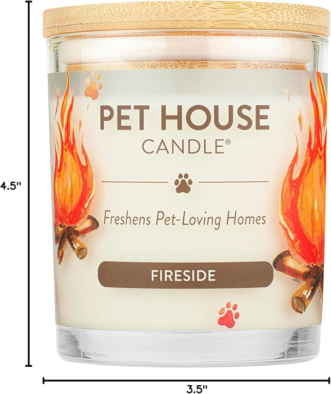 One Fur All Pet House Candles Long Lasting Clean Burning Soy Wax Scented Candles for Pet Odor Fireside