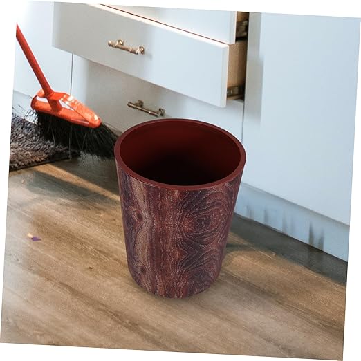 Zerodeko Retro Wood Grain Large Capacity Waste Basket for Home Kitchen Office and Bathroom and Stylish Trash Can with Easy Maintenance