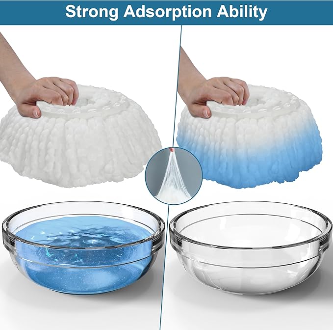 6 Pack Mop Heads Replacements Compatible with FunClean Spin Mop &amp RinseWise Mop Bucket Microfiber Spin Mop Head Refill Cleaning Supplie for Home Industrial and Commercial Use