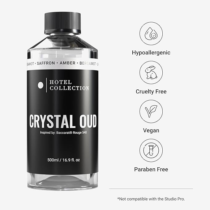 Hotel Collection Diffuser Oil - Crystal Oud - Aromatherapy Essential Fragrance Oil - Bergamot Sweet Berries Jasmine &amp Saffron - 500ML 16.9 Fl oz