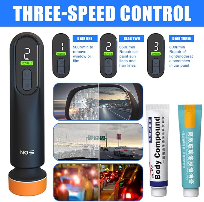 Portable Car Window Glass Cleaner with Build In Battery Efficient Oil Film Remover Tool for Long Lasting Performances