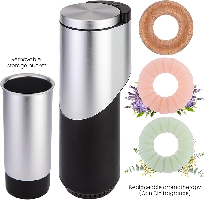 2 in 1 Car Air Freshener and Garbage Can Multifunctional Car Aroma Diffuser with Trash Bin Portable Car Odor Eliminator &amp Interior Organizer for Auto Truck SUV Vehicle(Black)