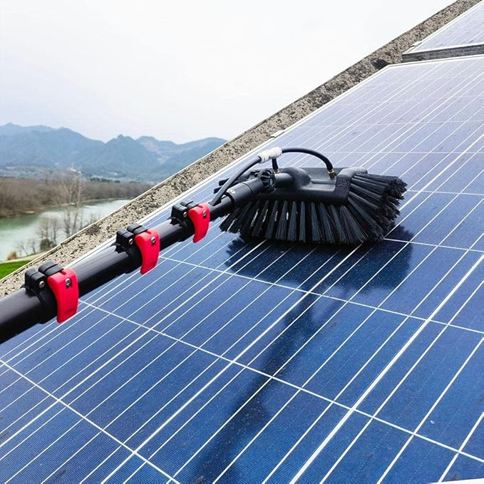 2-in-1 Telescopic Rod with 5-Surface Brush and Window Wiper – Adjustable Length of Window Cleaner – 3.6m-10.8m – Window Cleaner with Solar Panel5.4 M/18 Ft