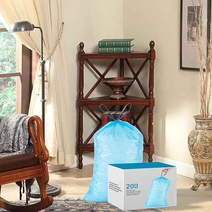 Code H 200 Count White 100 &amp Blue 100 8 Gallon 1.2 Mil THICK Heavy Duty Plastic Trash Bags with Reinforced Drawstring Compatible with simpIehuman Code H Leak-Proof Tear Resistant GRAND SAVE!