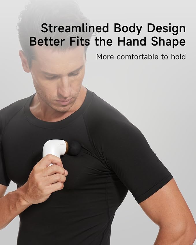 A1 Super Mini Massage Gun Percussion Deep Tissues Muscle Massager Compact Sports Travel Massage Gun Portable Handheld Massager for Office Home Athletes(White)