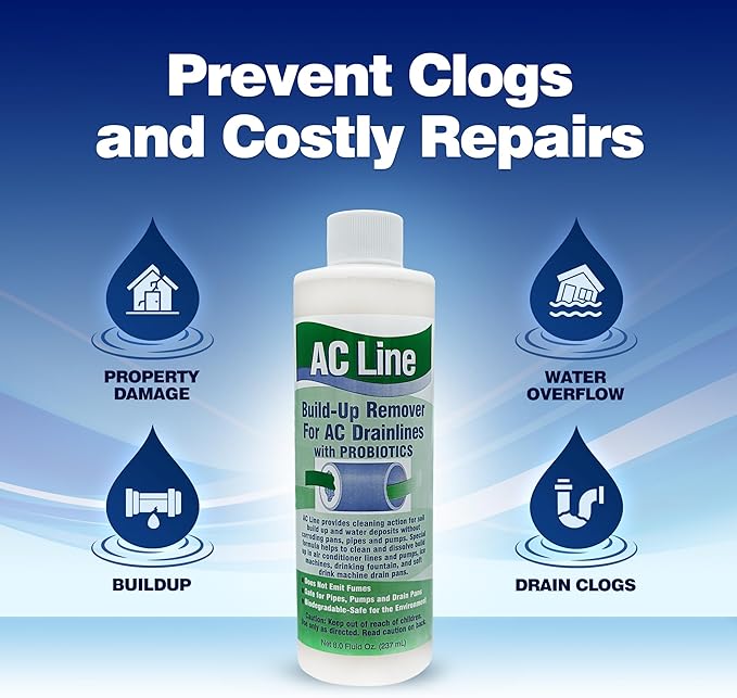 AC Drain Line Cleaner - 4 Pack / 12 Month Supply - Cleans HVAC drain lines condensate lines and more