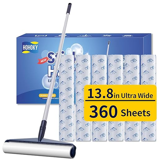 13.8in Large Size Floor Lint Rollers for Pet Hair Extra Sticky 51.2in Long Handle Giant Big Hair Picker Upper from Sticky Mop for Cleaning Dog Cat Hair Animal Fur Removal Roller Couch Bed Sheet Carpet