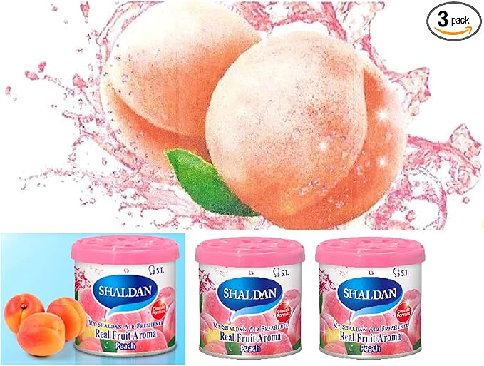My Shaldan Peach Scent 3-cans V8 Original Classic Formula Car Cup-holder Natural air freshener Real Fruit Aroma