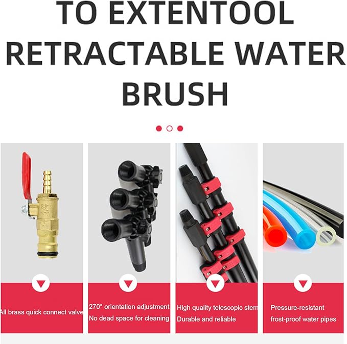 Telescopic Window Cleaner glass cleaning tool Water Fed Telescopic Brush for cleaning solar panels and window glass overhead cleaning10.8M/36FT