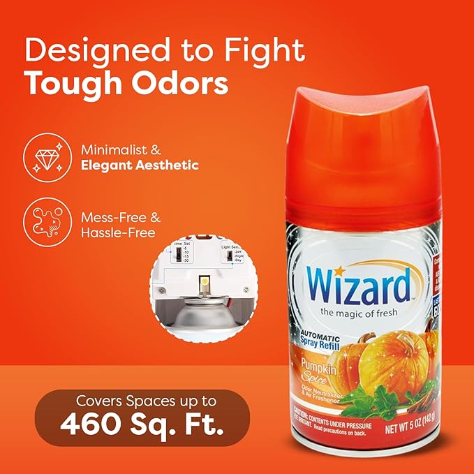 12 WIZARD AUTOMATIC SPRAY REFILLS 5 oz PUMPKIN SPICE